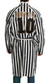 Dolce & Gabbana Black Coat Nightgown White Cotton Robe